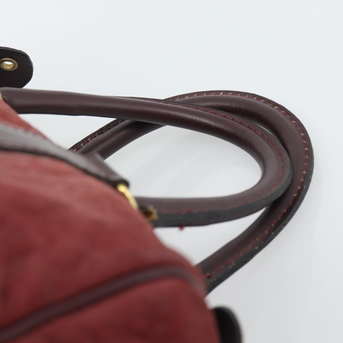 Christian Dior Trotter Canvas Boston Bag Suede Red Gold Auth 186895