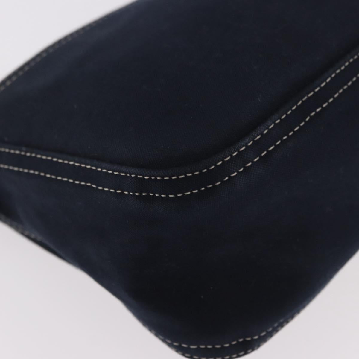 FENDI Mamma Baguette Shoulder Bag Canvas Navy Silver Auth 186897V