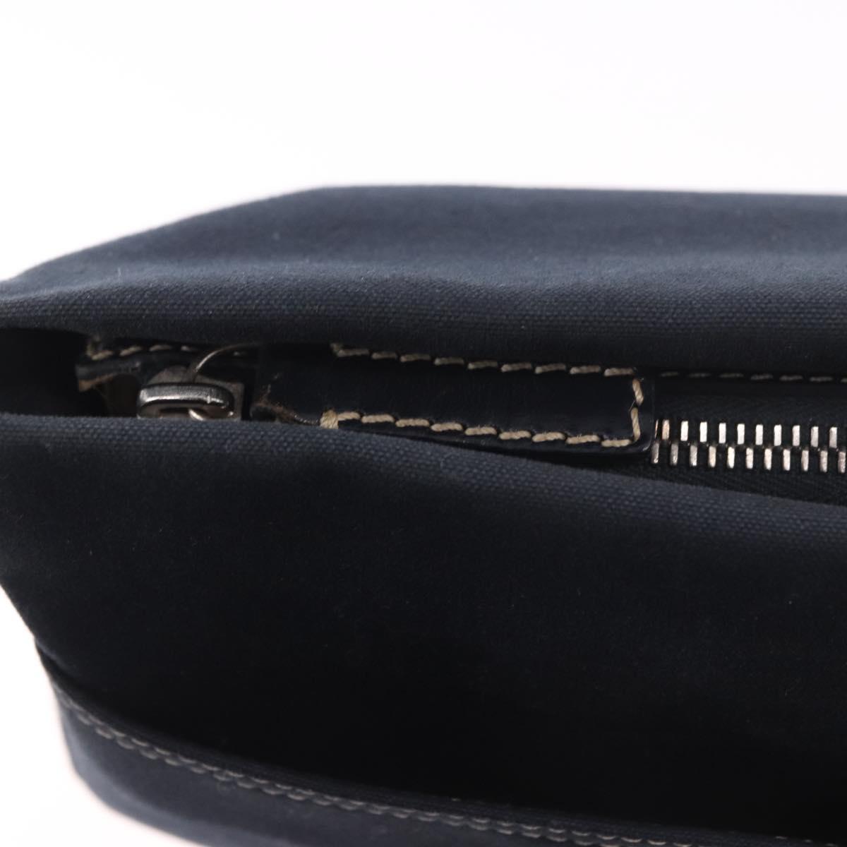 FENDI Mamma Baguette Shoulder Bag Canvas Navy Silver Auth 186897V
