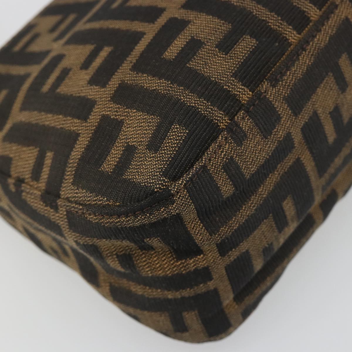 FENDI Zucca Canvas Mamma Baguette Shoulder Bag Black Brown Auth 186900SAM