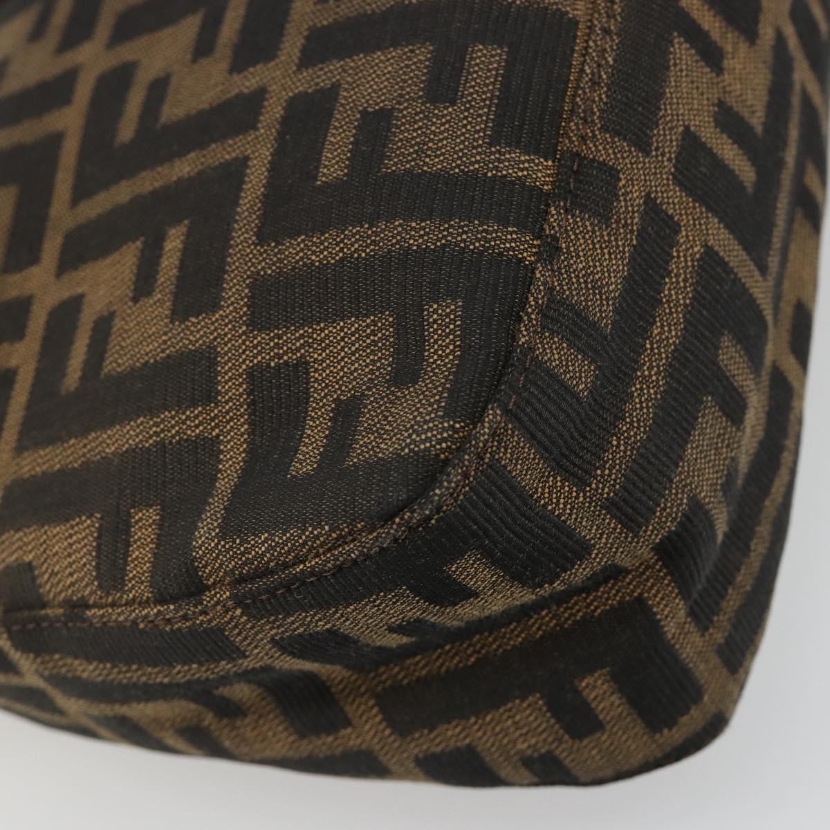 FENDI Zucca Canvas Mamma Baguette Shoulder Bag Black Brown Auth 186900SAM