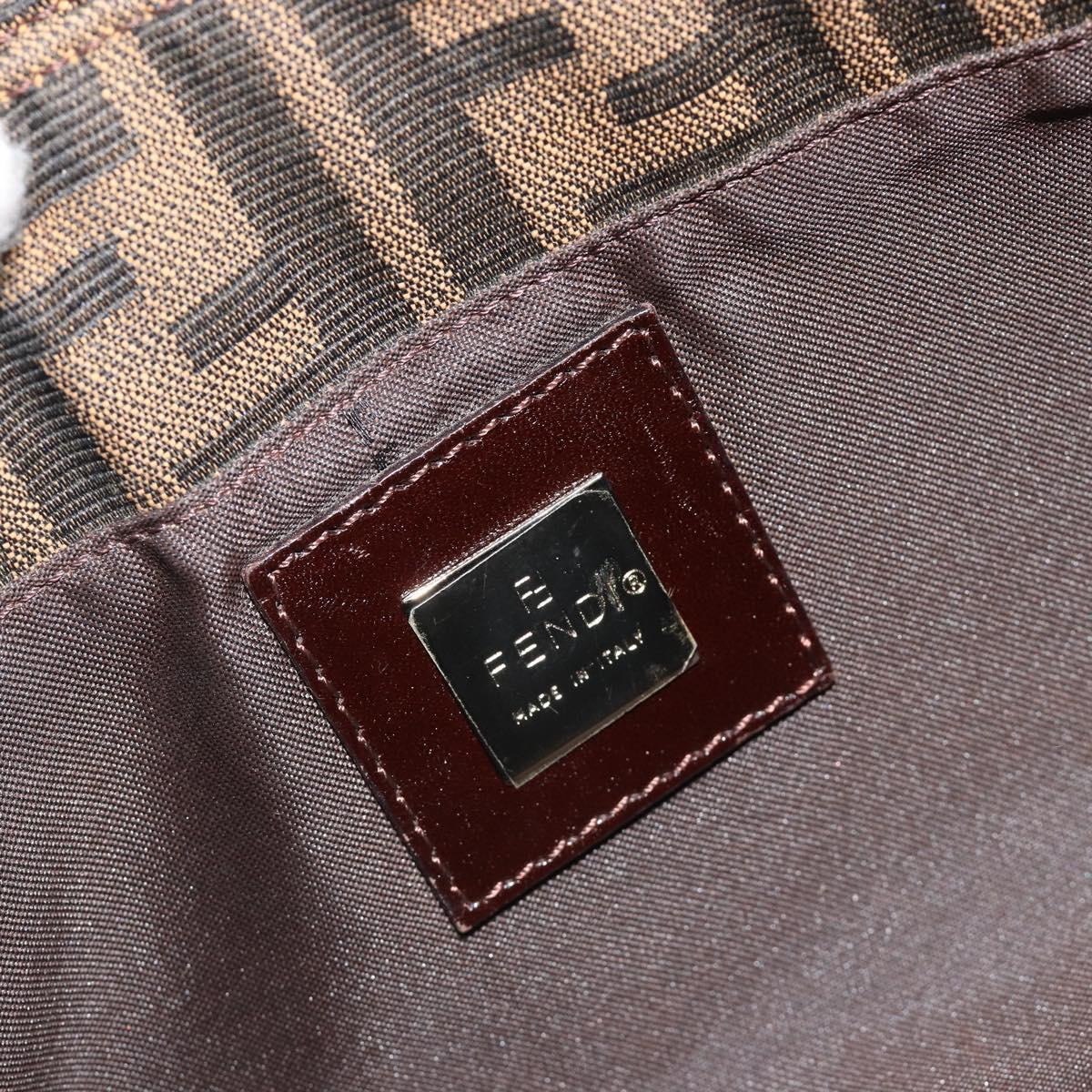 FENDI Zucca Canvas Mamma Baguette Shoulder Bag Black Brown Auth 186900SAM