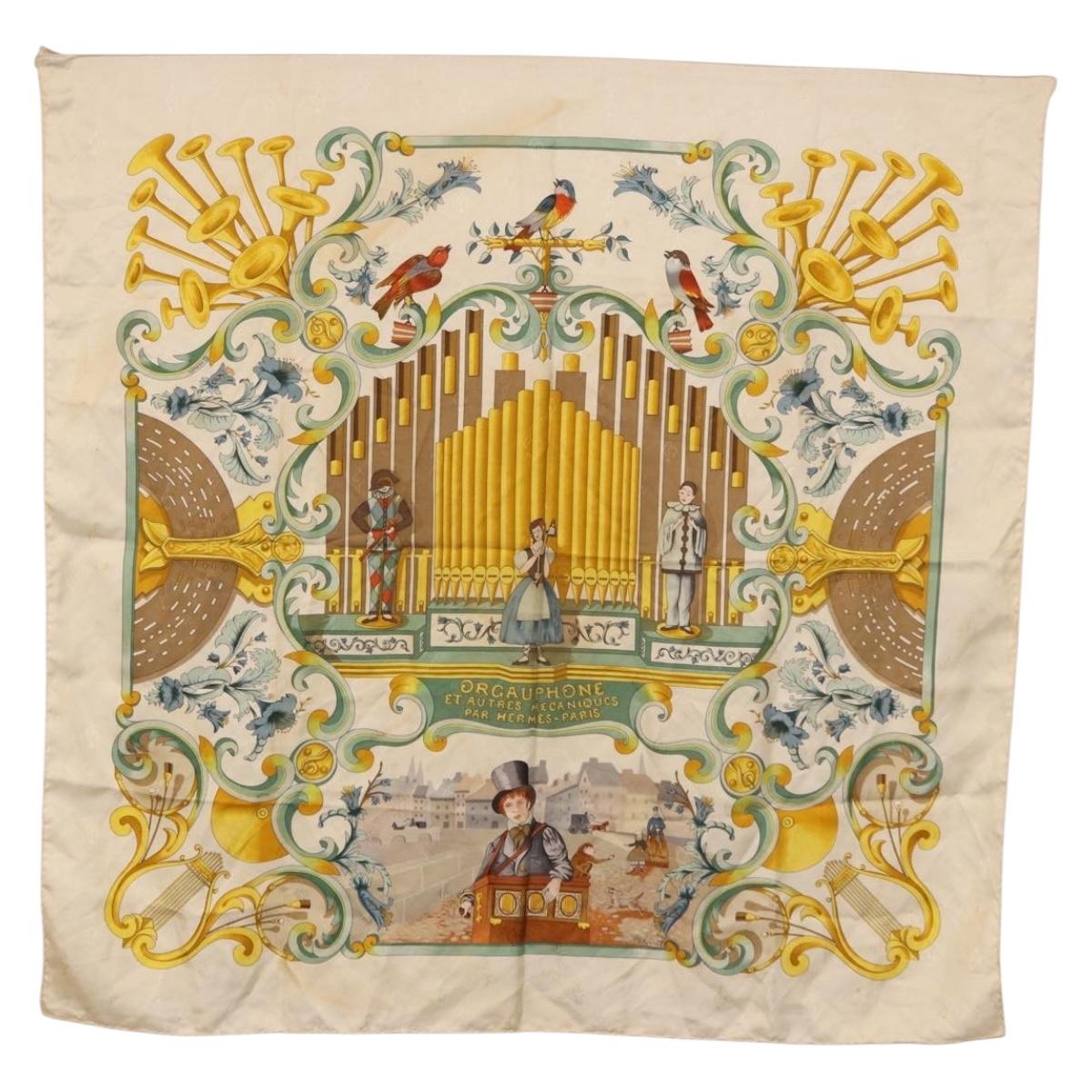 HERMES Carre 90 Scarf Silk Beige Yellow Auth 186911