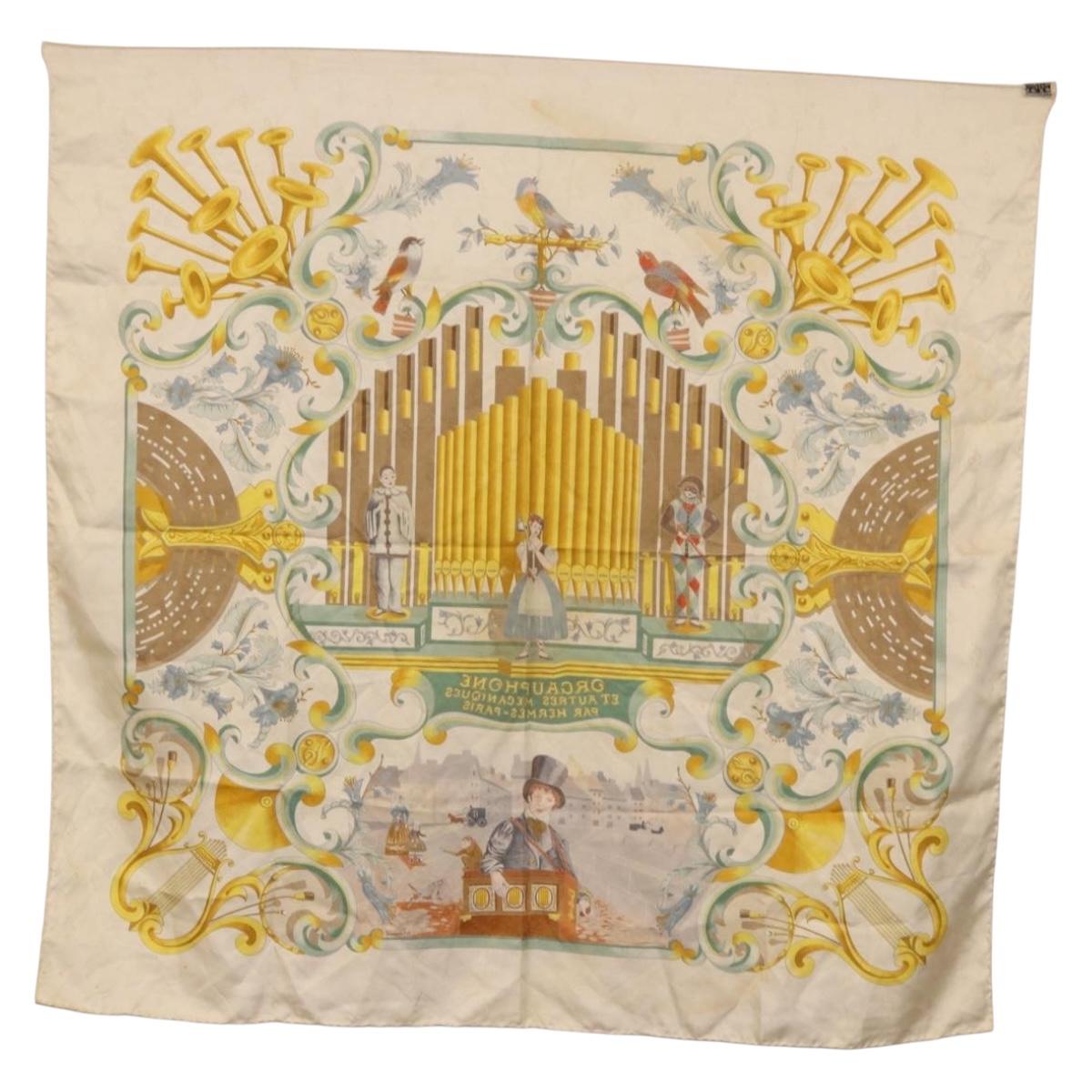 HERMES Carre 90 Scarf Silk Beige Yellow Auth 186911