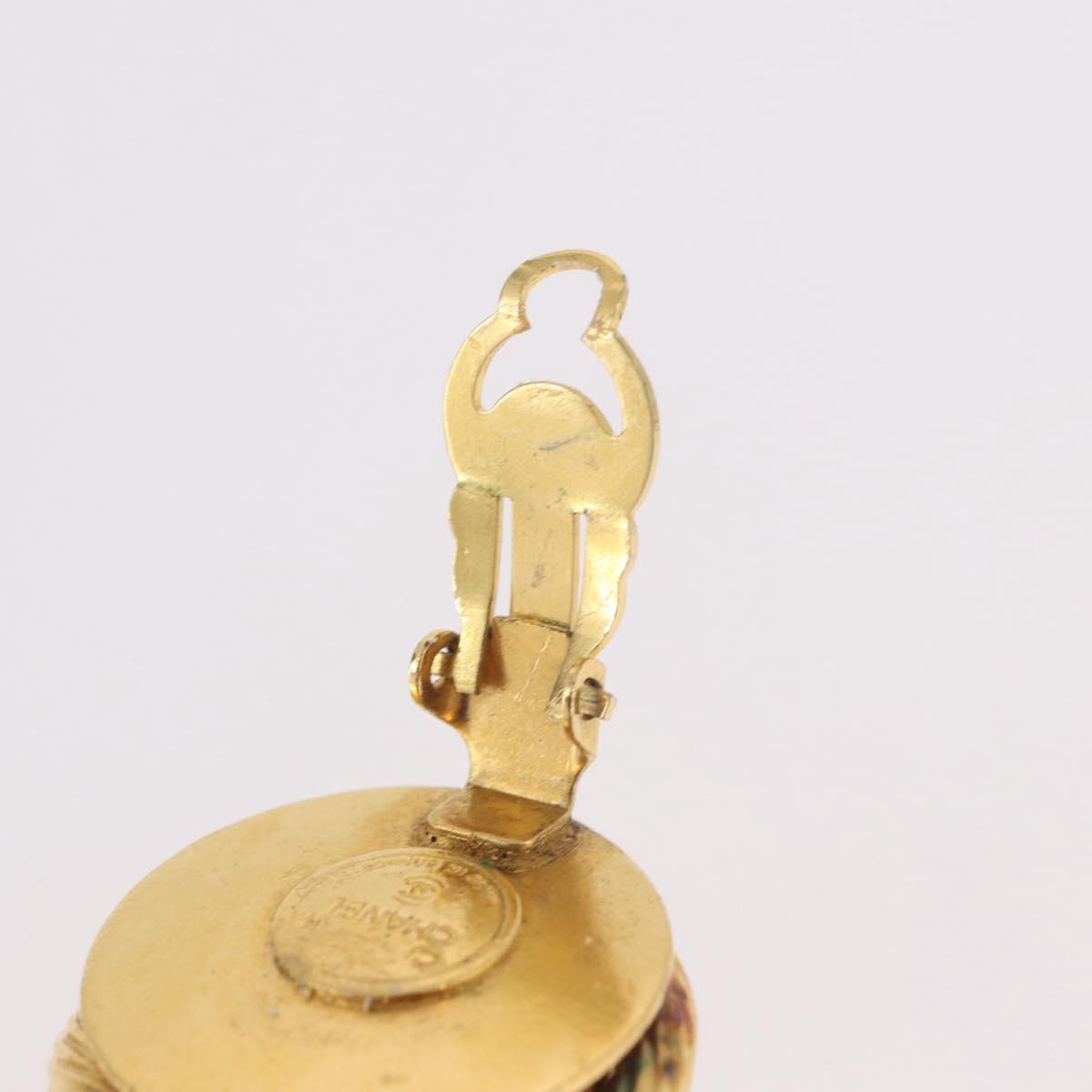 CHANEL Pearl Earring Metal Gold White CC Auth 186929