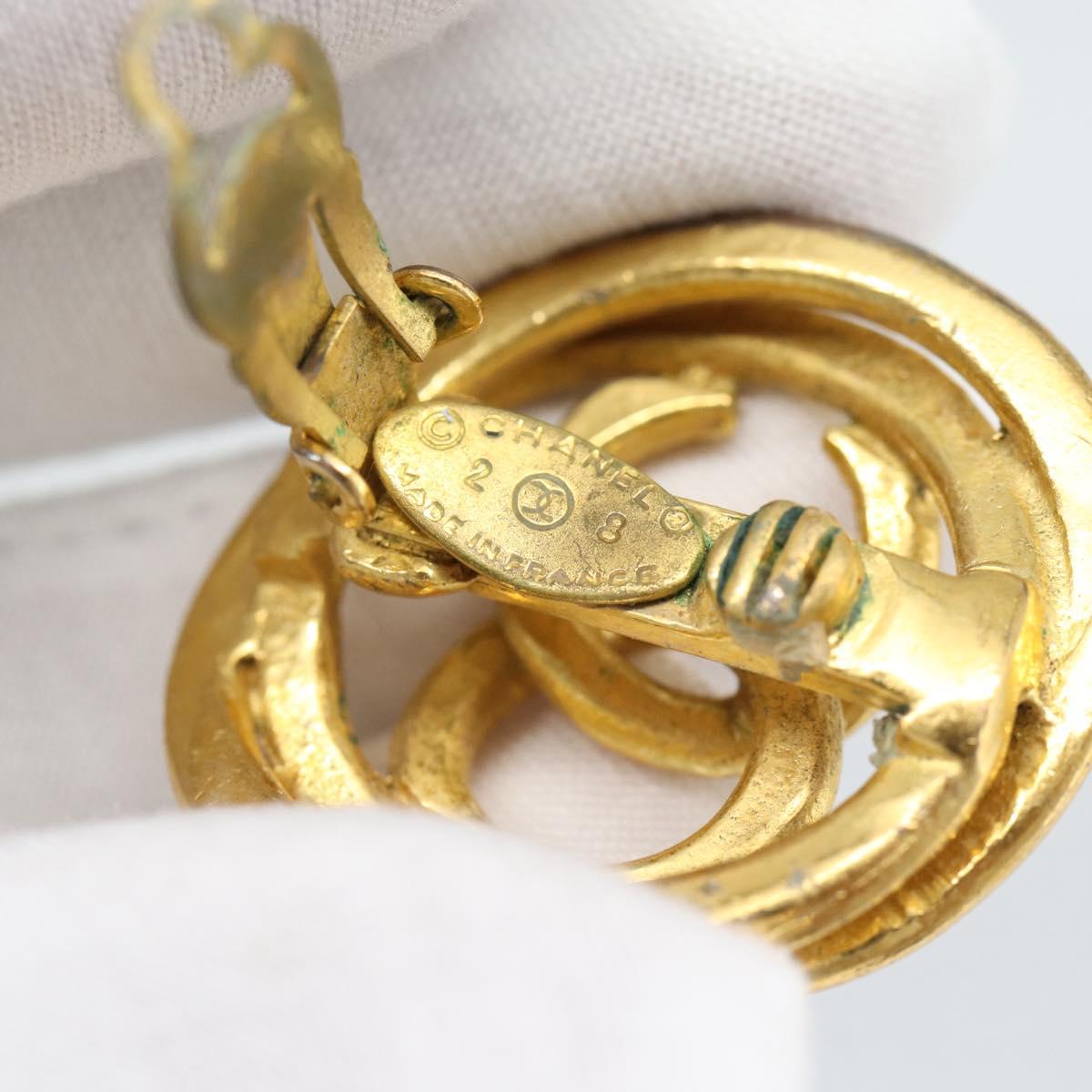 CHANEL COCO Mark Earring Metal Gold CC Auth 186930
