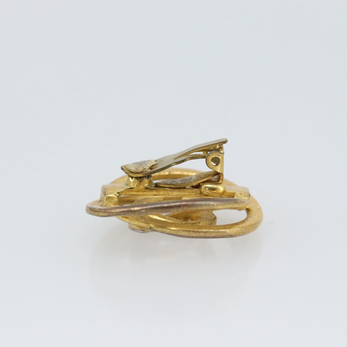 CHANEL COCO Mark Earring Metal Gold CC Auth 186930