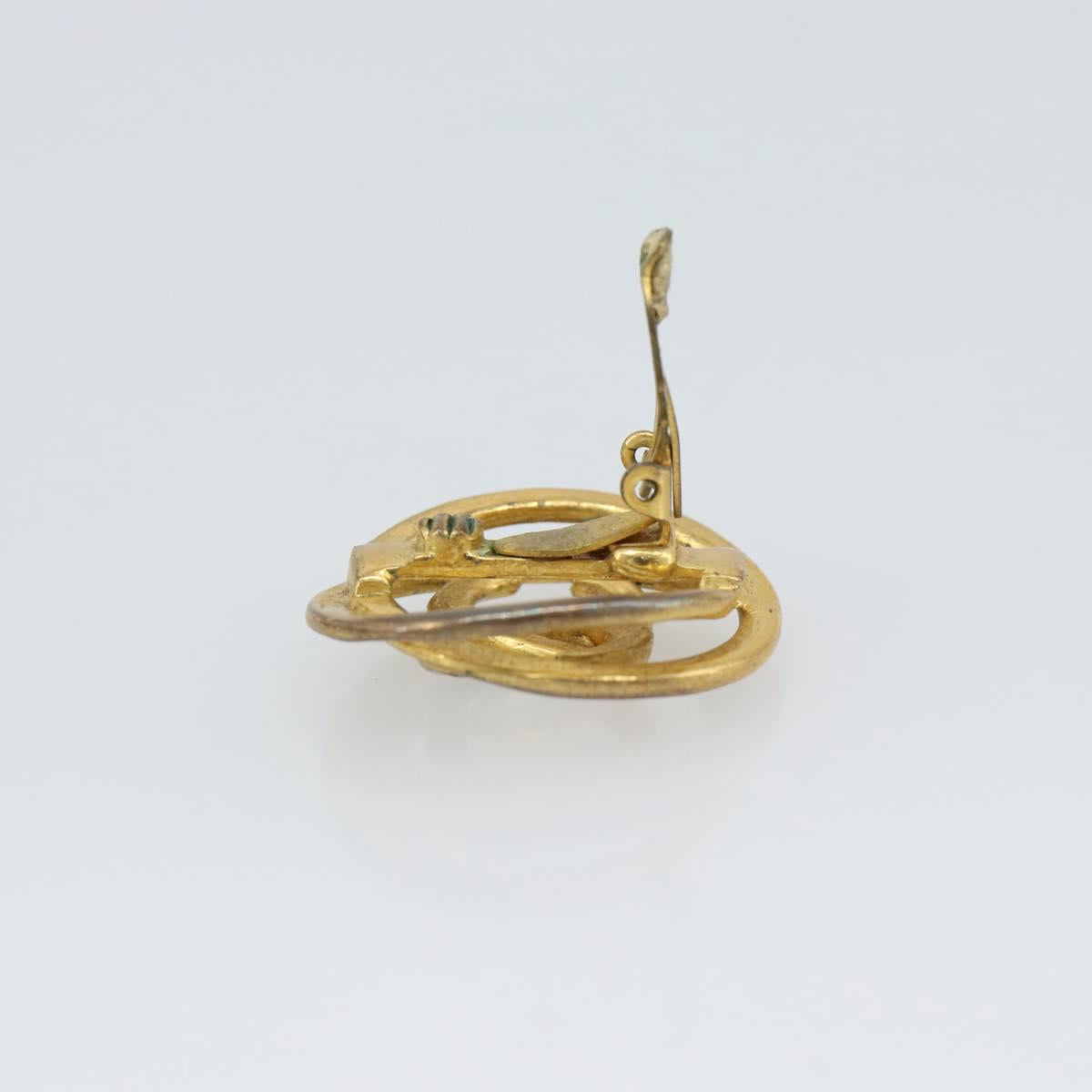CHANEL COCO Mark Earring Metal Gold CC Auth 186930
