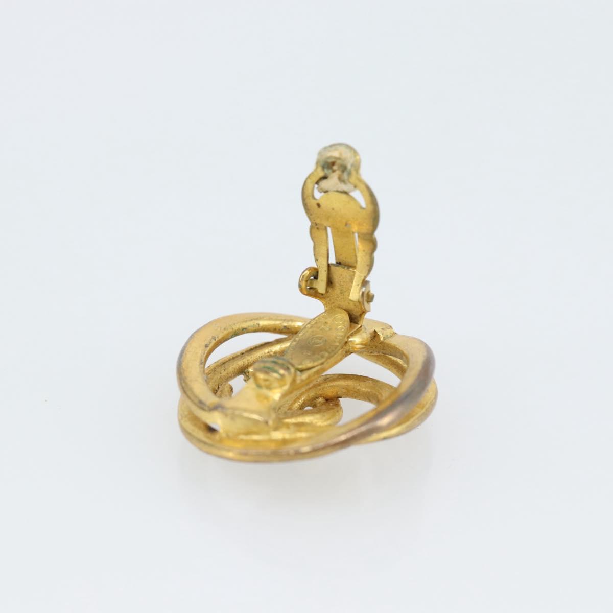 CHANEL COCO Mark Earring Metal Gold CC Auth 186930