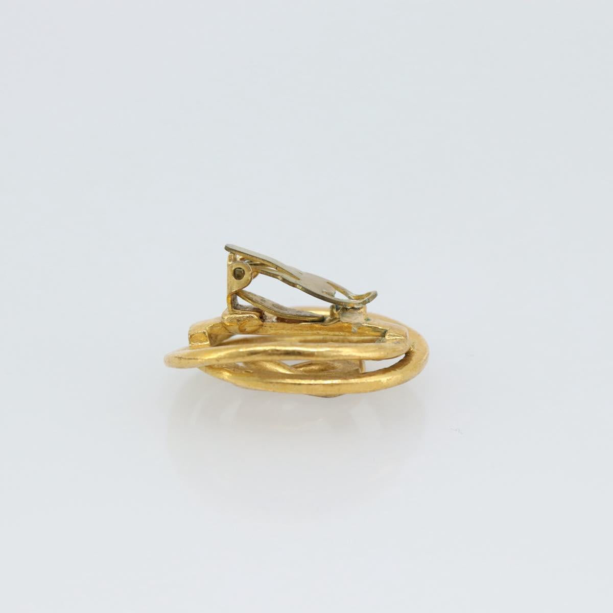 CHANEL COCO Mark Earring Metal Gold CC Auth 186930