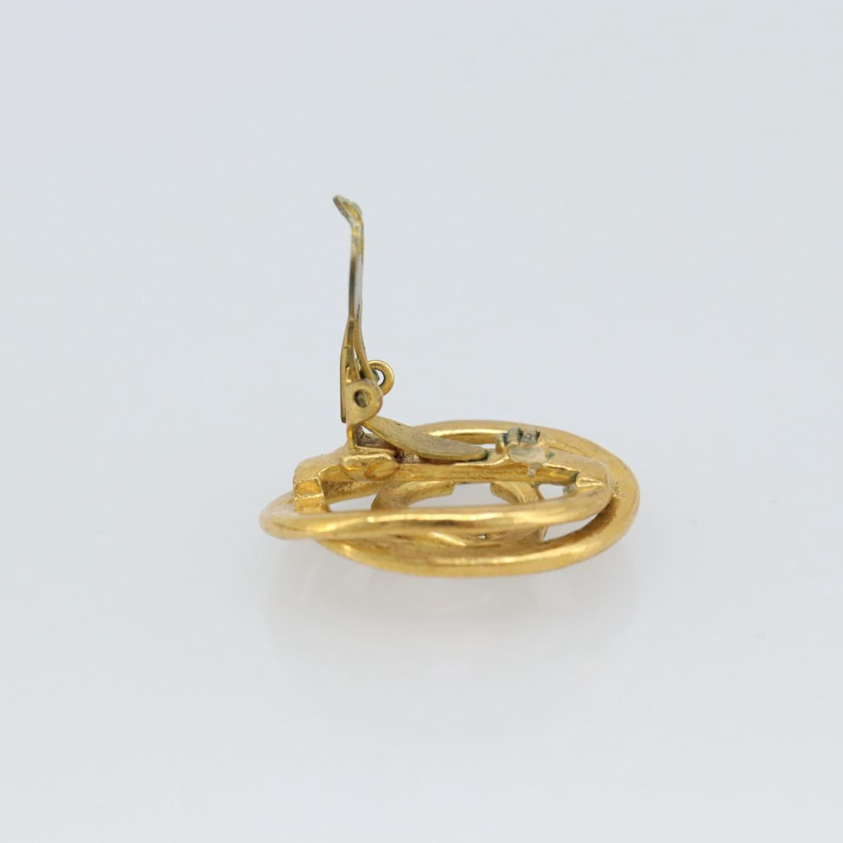 CHANEL COCO Mark Earring Metal Gold CC Auth 186930