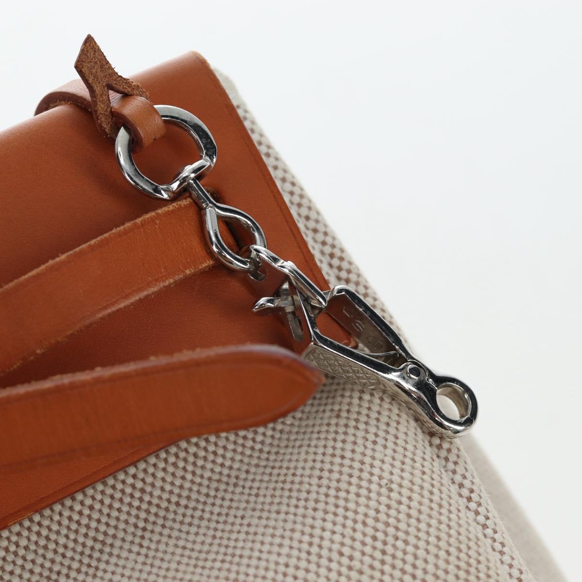 HERMES Her Bag Tote Bag Canvas Beige Brown Auth 186943V