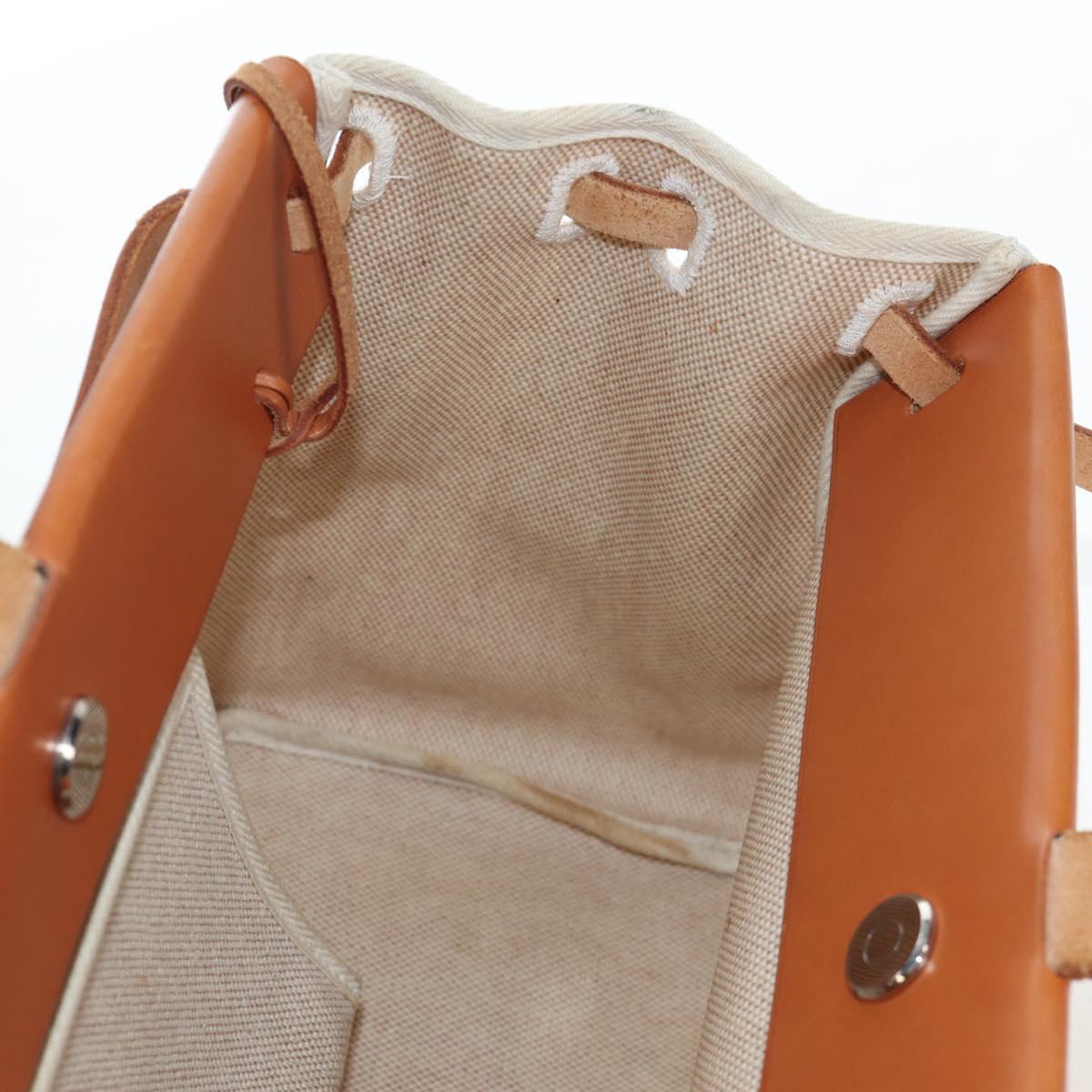 HERMES Her Bag Tote Bag Canvas Beige Brown Auth 186943V