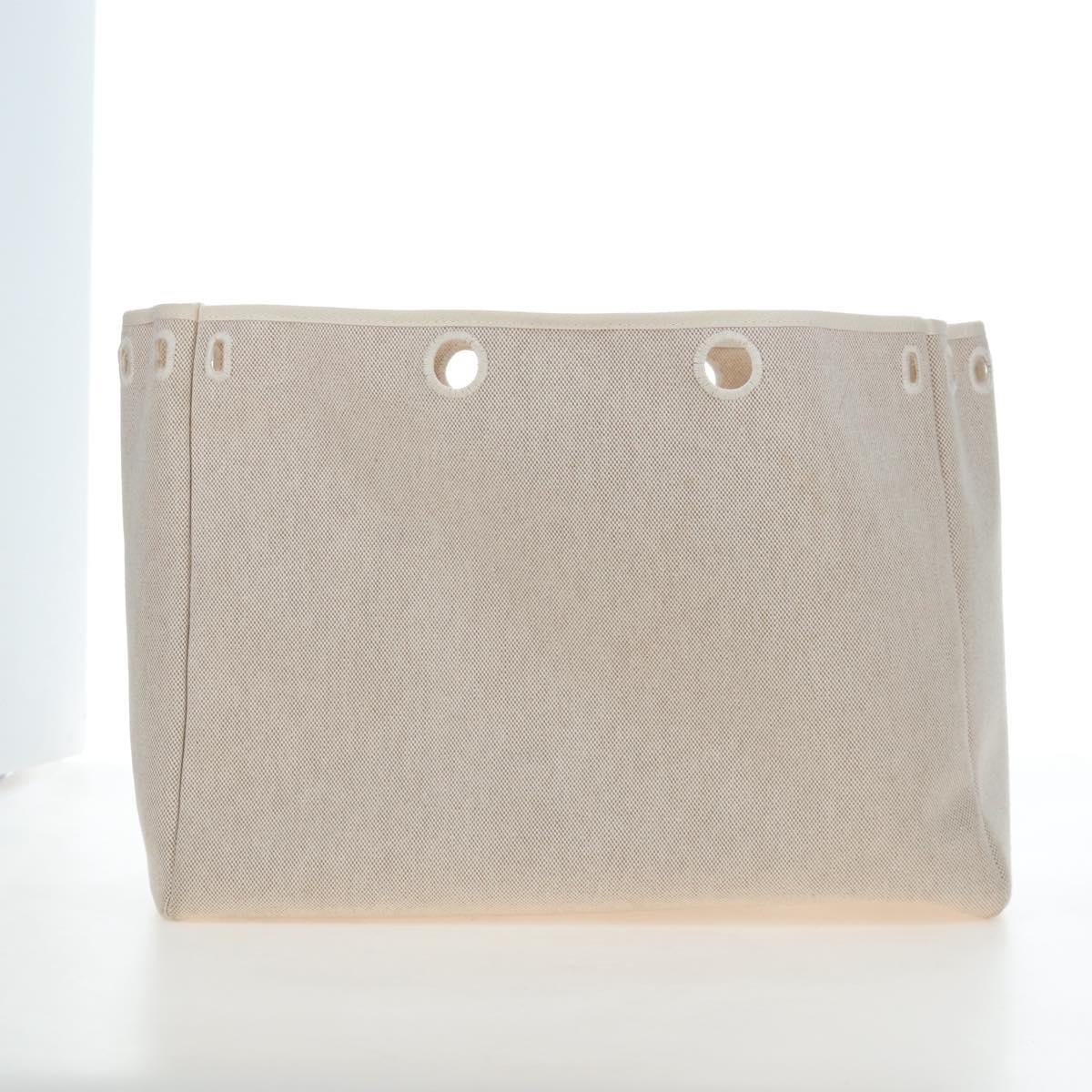 HERMES Her Bag Tote Bag Canvas Beige Brown Auth 186943V