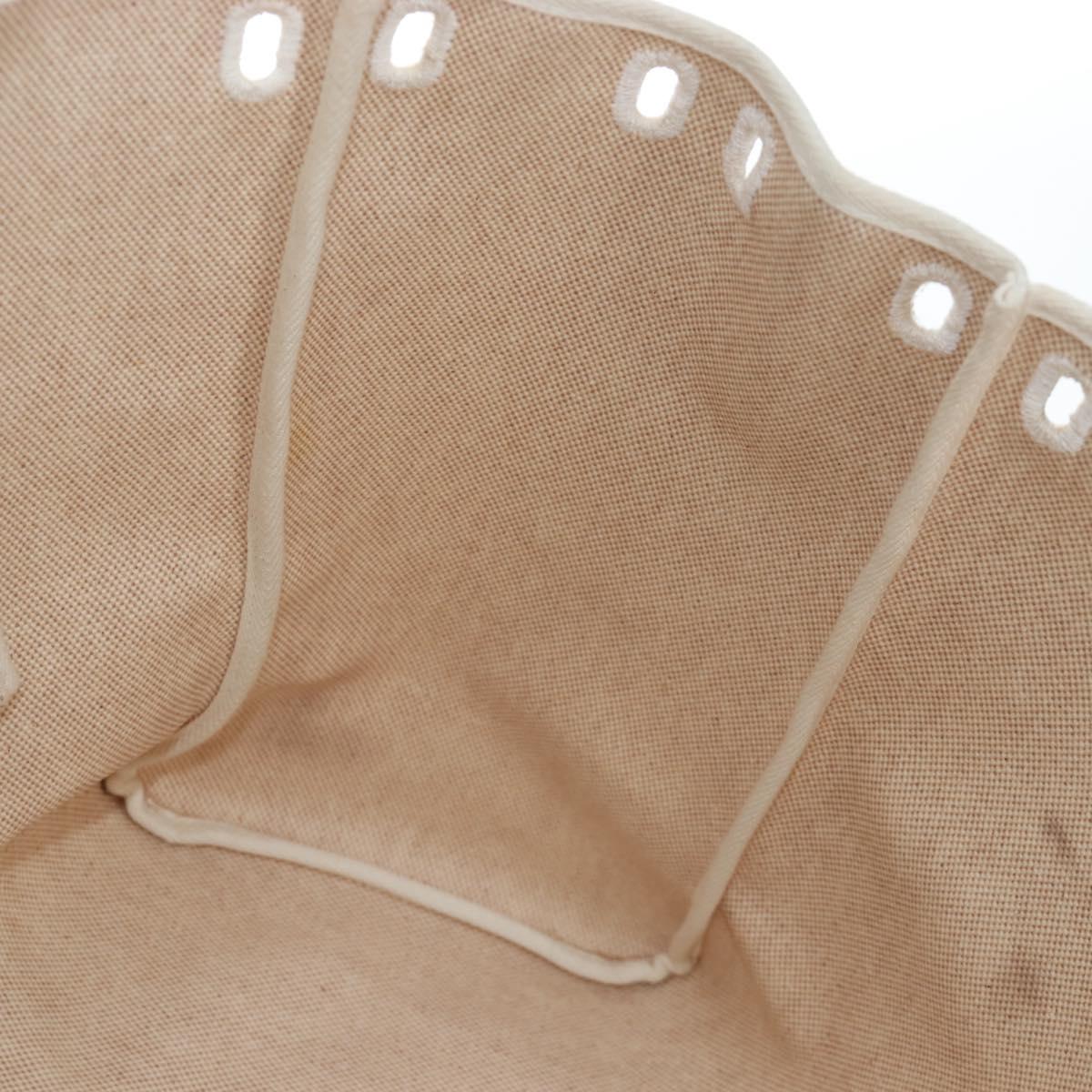 HERMES Her Bag Tote Bag Canvas Beige Brown Auth 186943V
