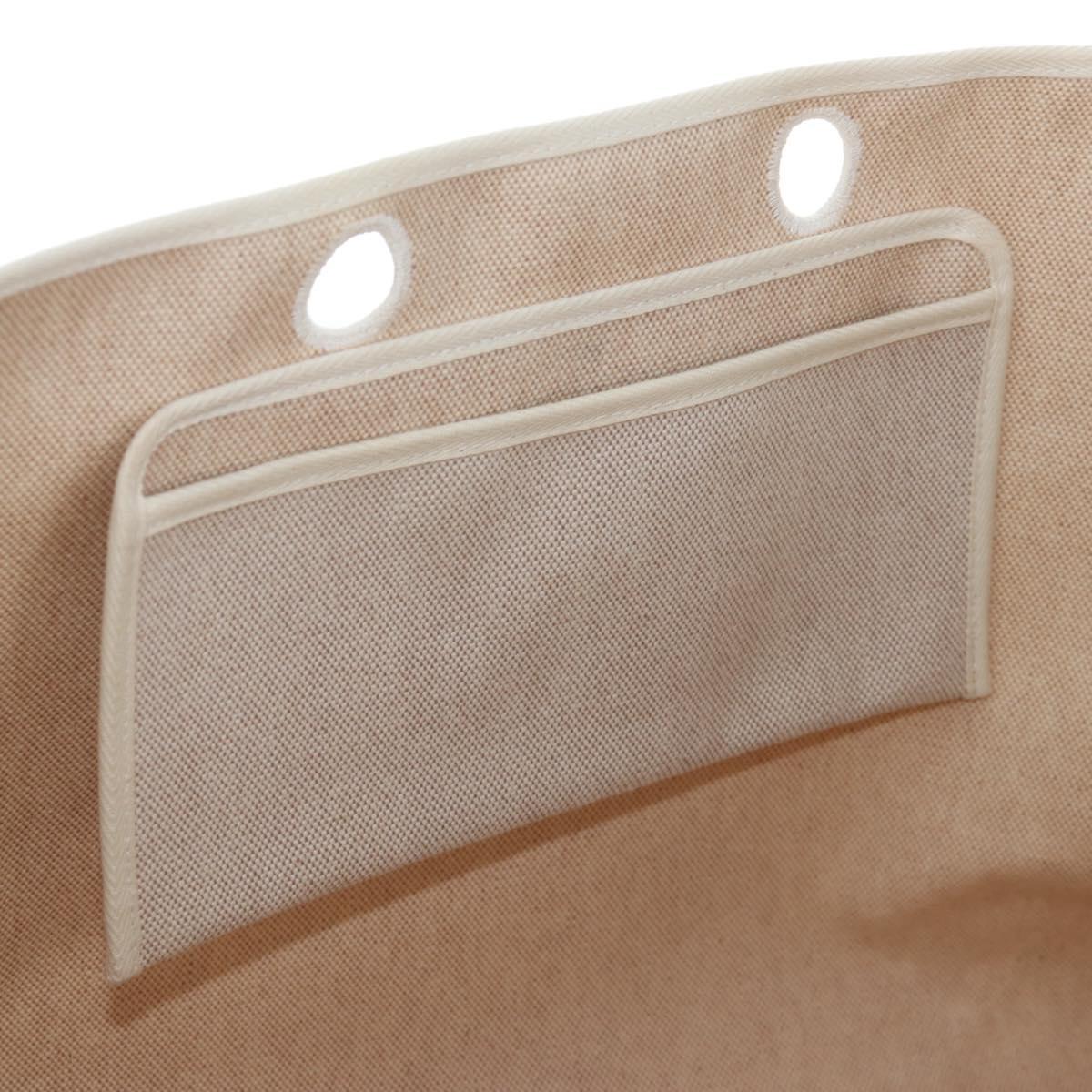 HERMES Her Bag Tote Bag Canvas Beige Brown Auth 186943V