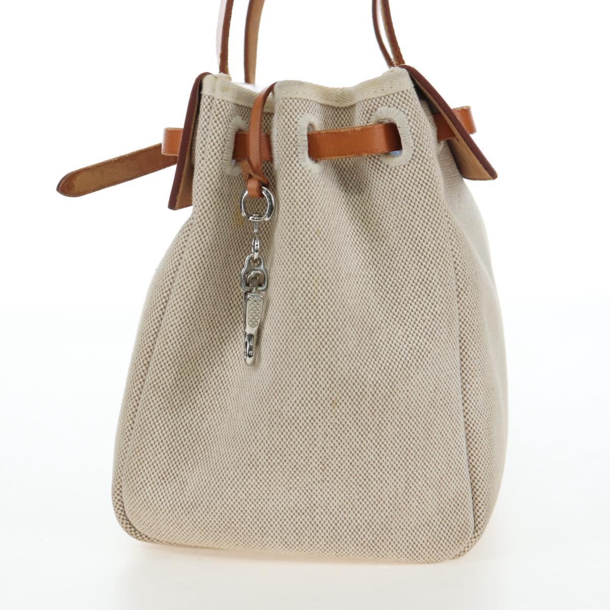 HERMES Her Bag Tote Bag Canvas Beige Brown Auth 186943V