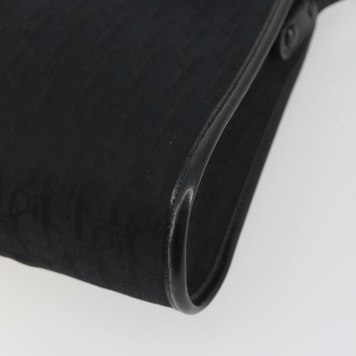 Christian Dior Trotter Canvas Shoulder Bag Black Gold Auth 186956