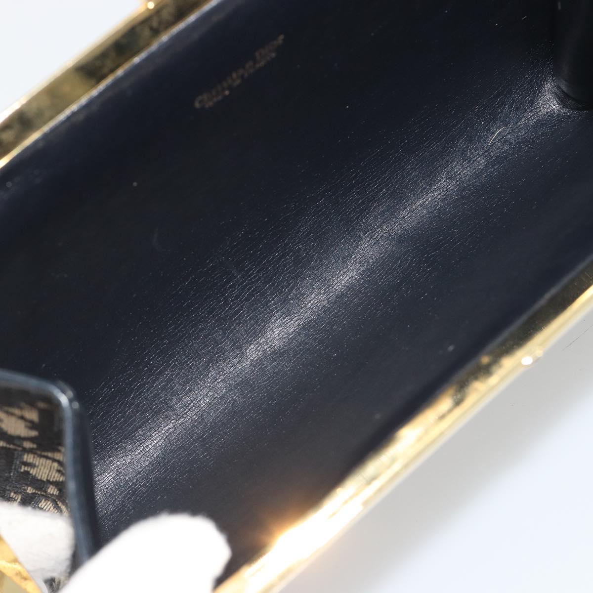 Christian Dior Trotter Canvas Clutch Bag Navy Gold Auth 186958A