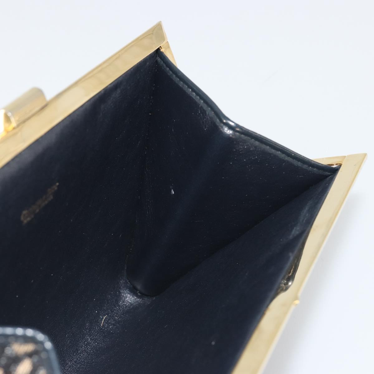 Christian Dior Trotter Canvas Clutch Bag Navy Gold Auth 186958A