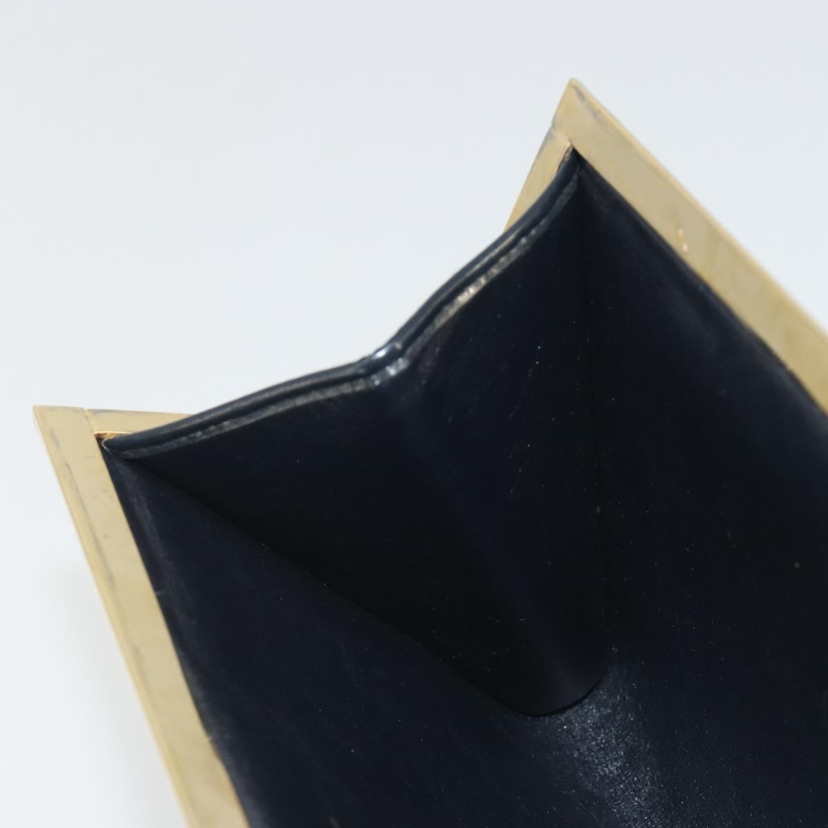Christian Dior Trotter Canvas Clutch Bag Navy Gold Auth 186958A