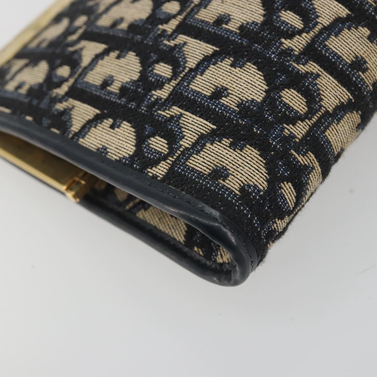 Christian Dior Trotter Canvas Clutch Bag Navy Gold Auth 186958A