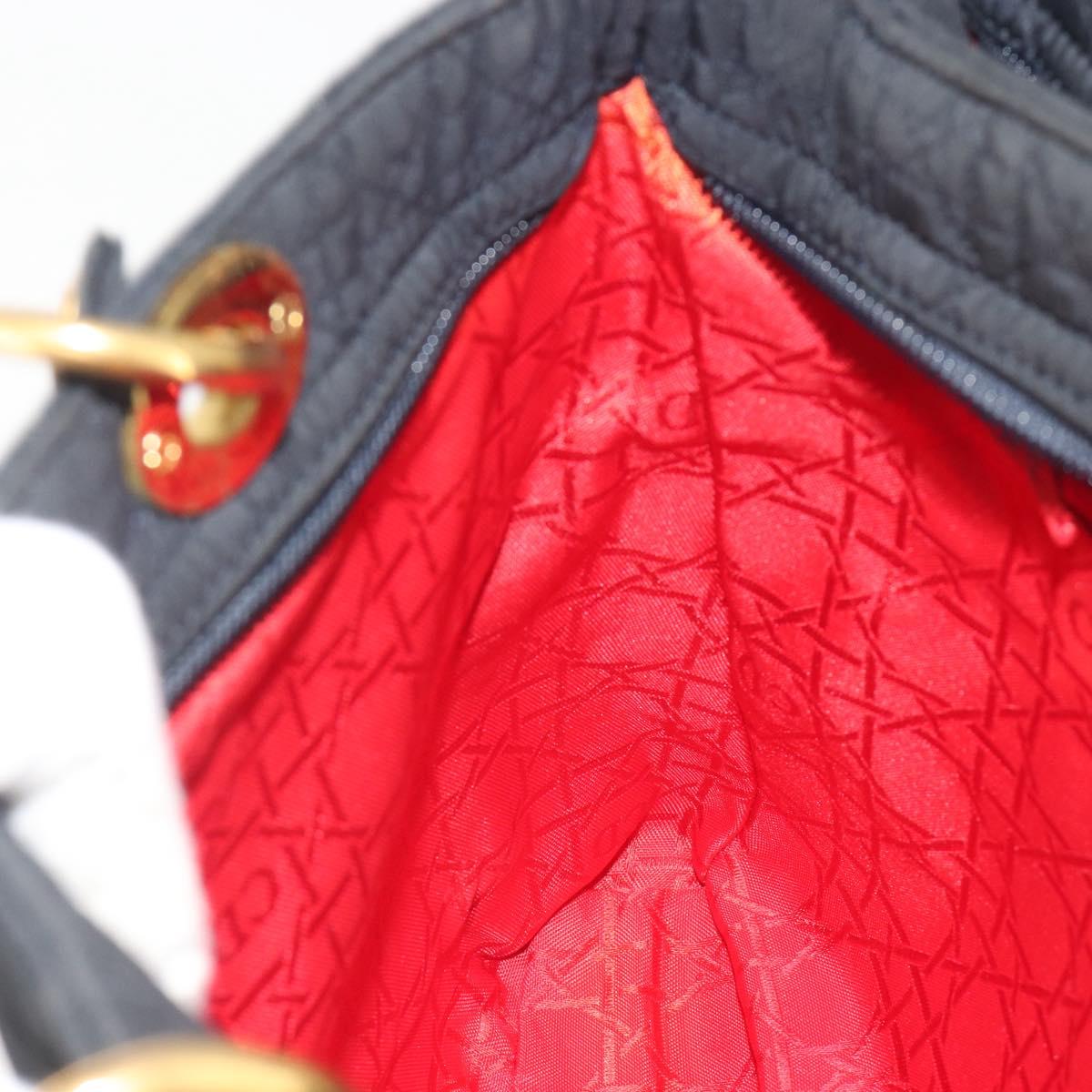 Christian Dior Canage Hand Bag Canvas Black Gold Auth 186960