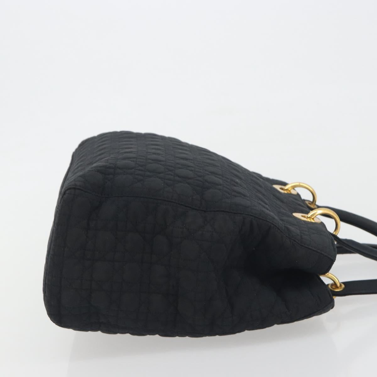 Christian Dior Canage Hand Bag Canvas Black Gold Auth 186960
