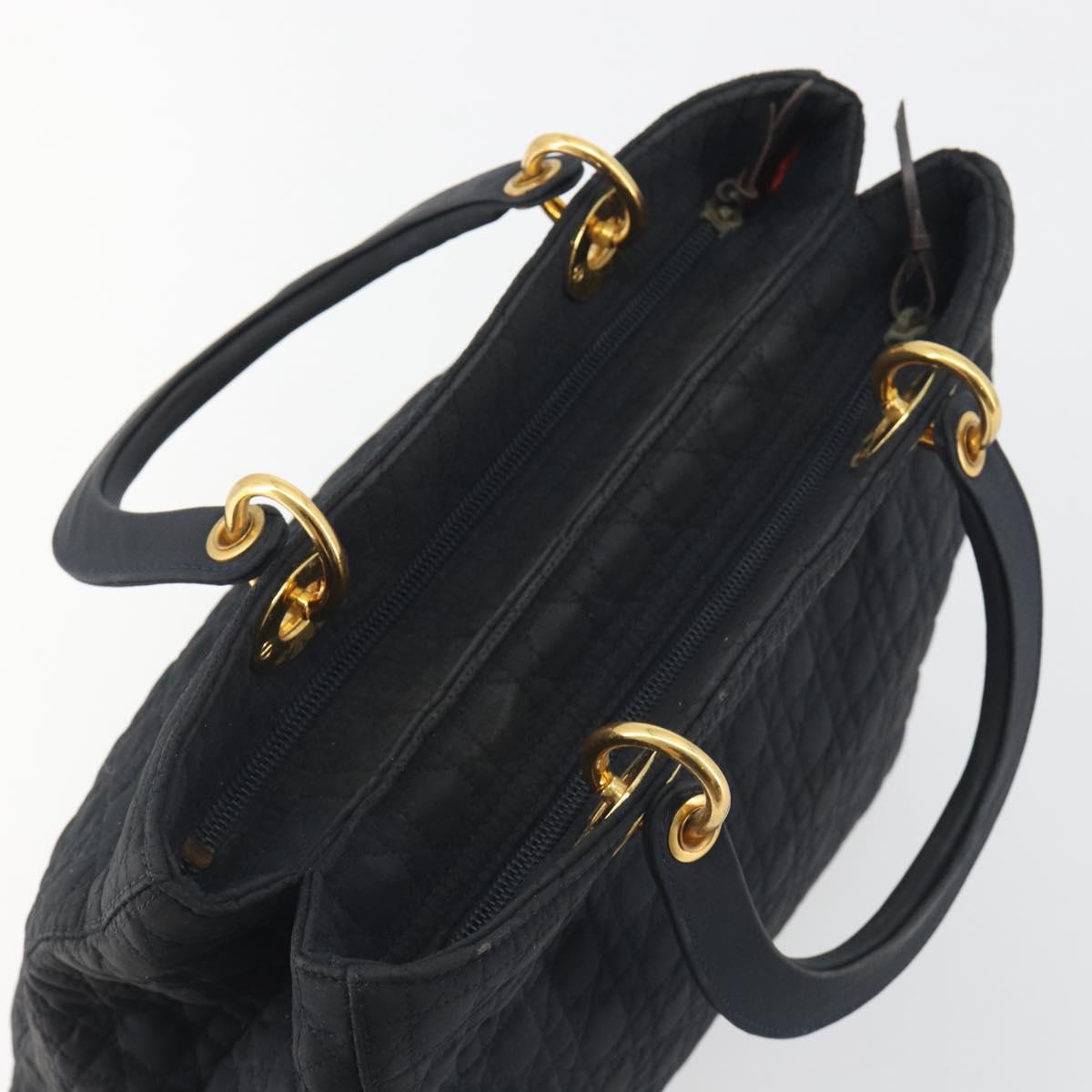 Christian Dior Canage Hand Bag Canvas Black Gold Auth 186960