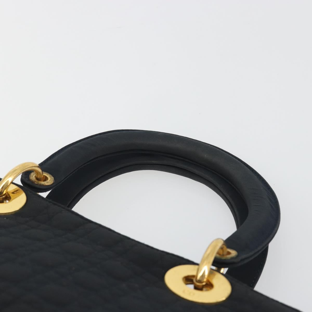 Christian Dior Canage Hand Bag Canvas Black Gold Auth 186960