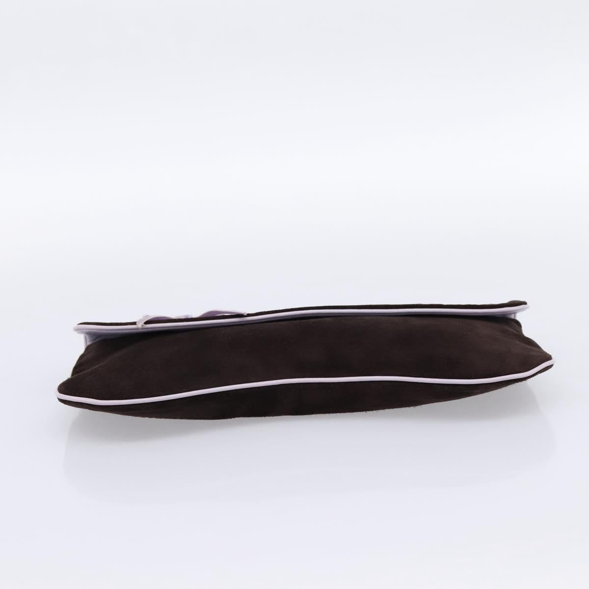 Miu Miu Clutch Bag Suede Brown Silver Auth 186970