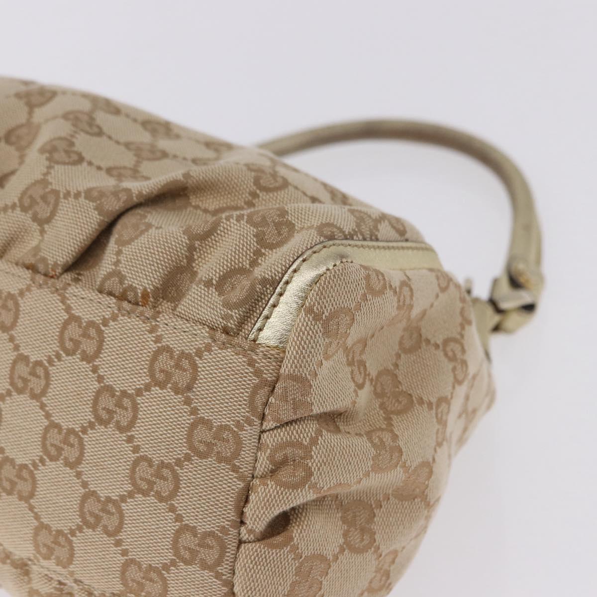 GUCCI GG Canvas Hand Bag Beige Gold 190525 Auth 186971V