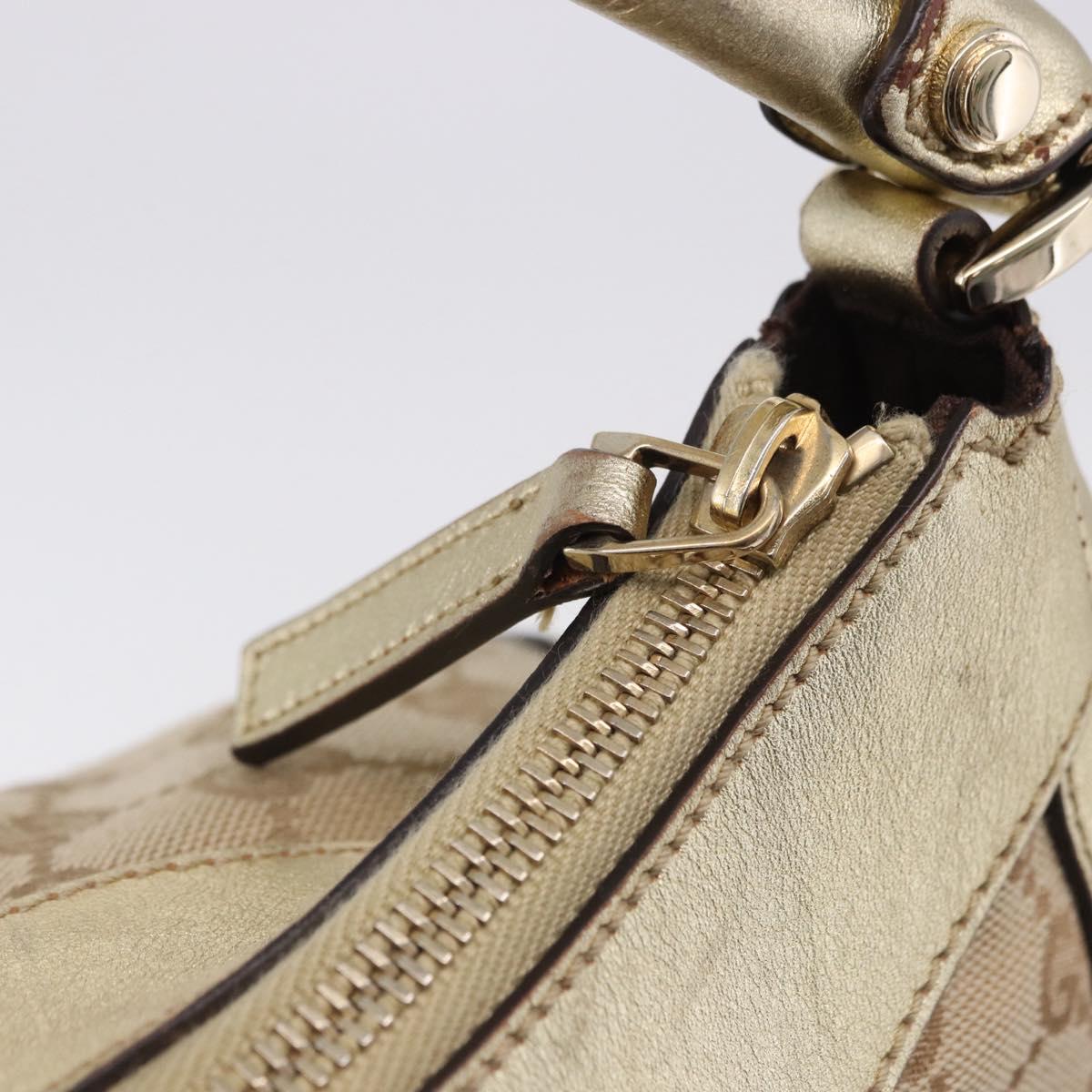 GUCCI GG Canvas Hand Bag Beige Gold 190525 Auth 186971V