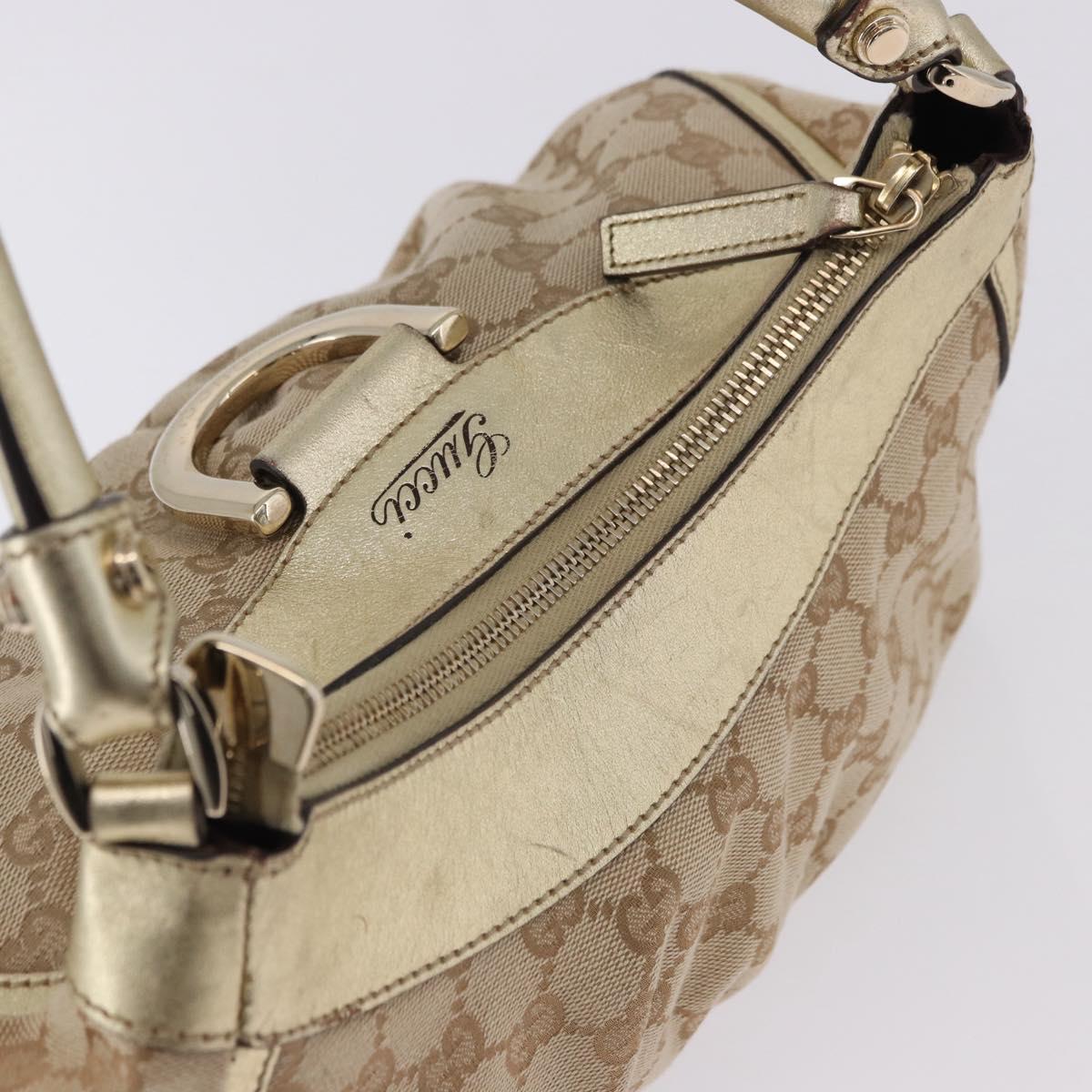 GUCCI GG Canvas Hand Bag Beige Gold 190525 Auth 186971V
