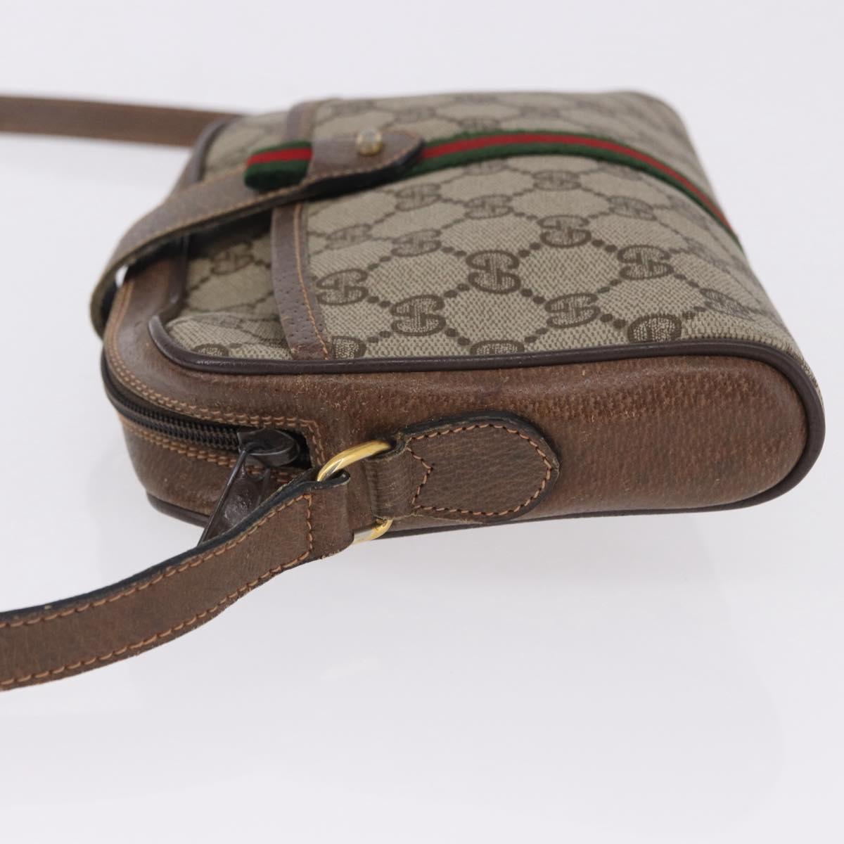 GUCCI GG Supreme Web Sherry Line Bag PVC Beige Gold 89 02 055 Auth 186975