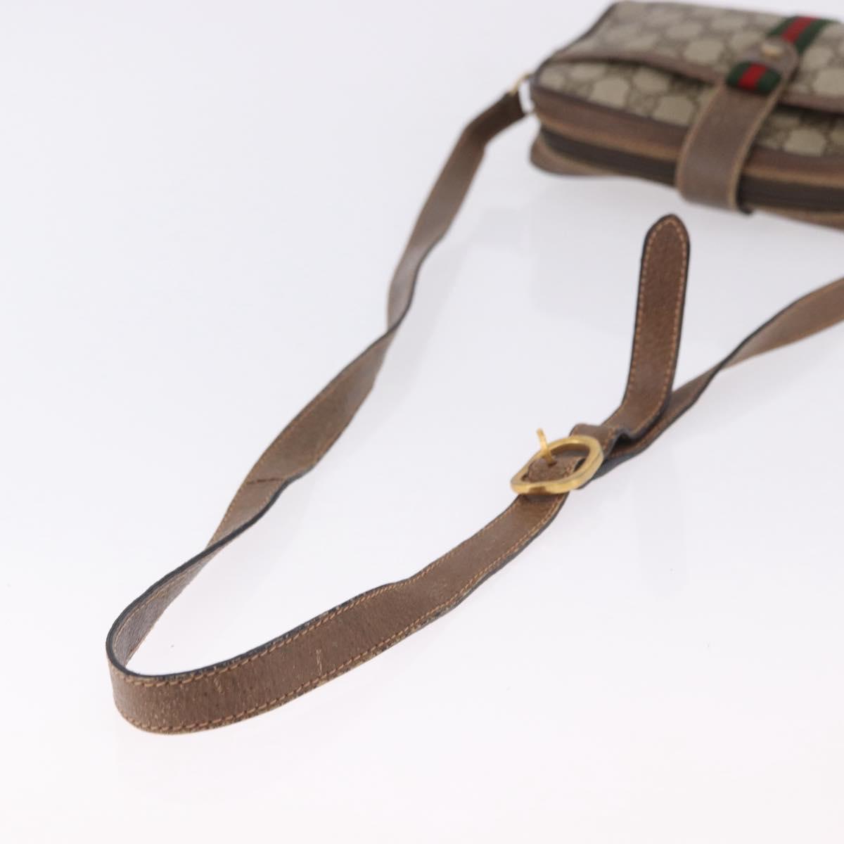 GUCCI GG Supreme Web Sherry Line Bag PVC Beige Gold 89 02 055 Auth 186975