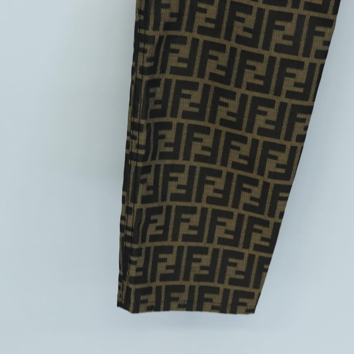 FENDI Zucca Canvas Pants XO Black Brown Auth 186981A