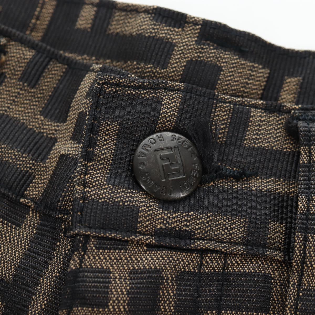 FENDI Zucca Canvas Pants XO Black Brown Auth 186981A