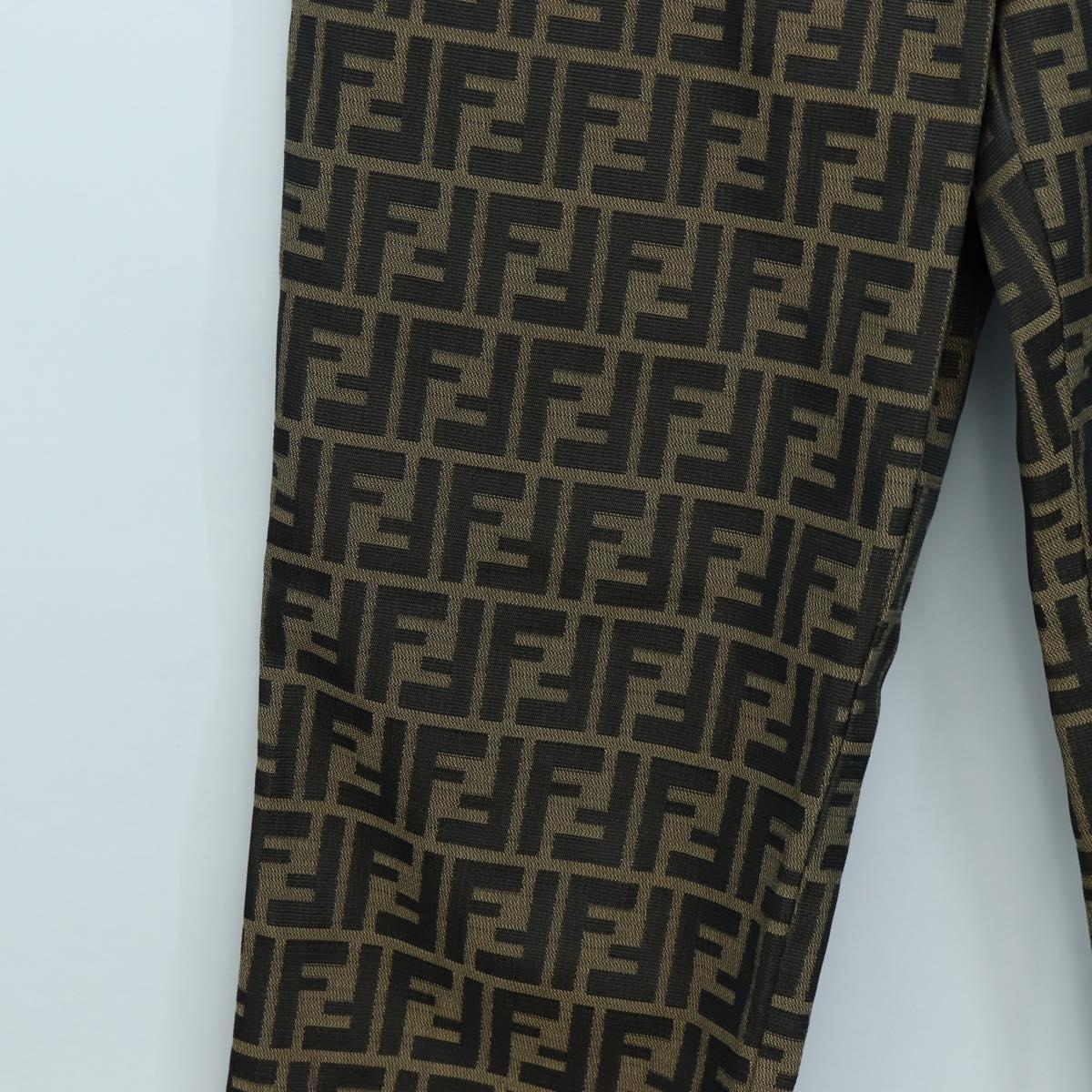 FENDI Zucca Canvas Pants XO Black Brown Auth 186981A