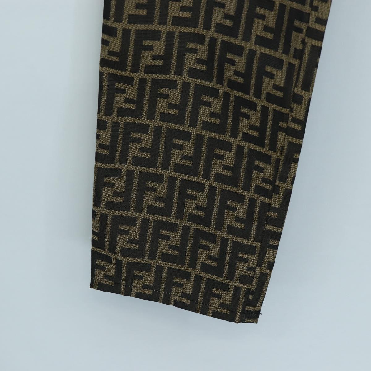 FENDI Zucca Canvas Pants XO Black Brown Auth 186981A