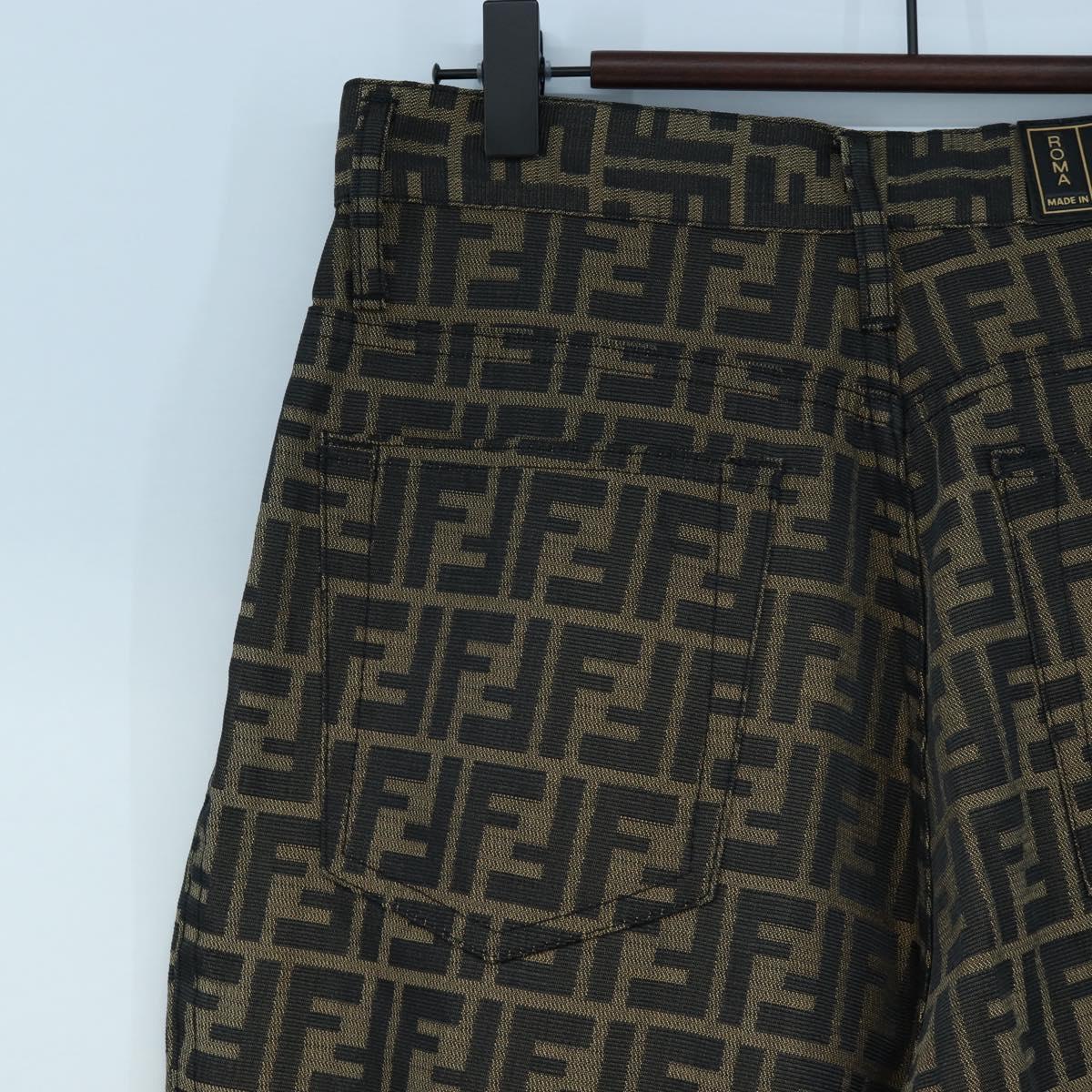 FENDI Zucca Canvas Pants XO Black Brown Auth 186981A