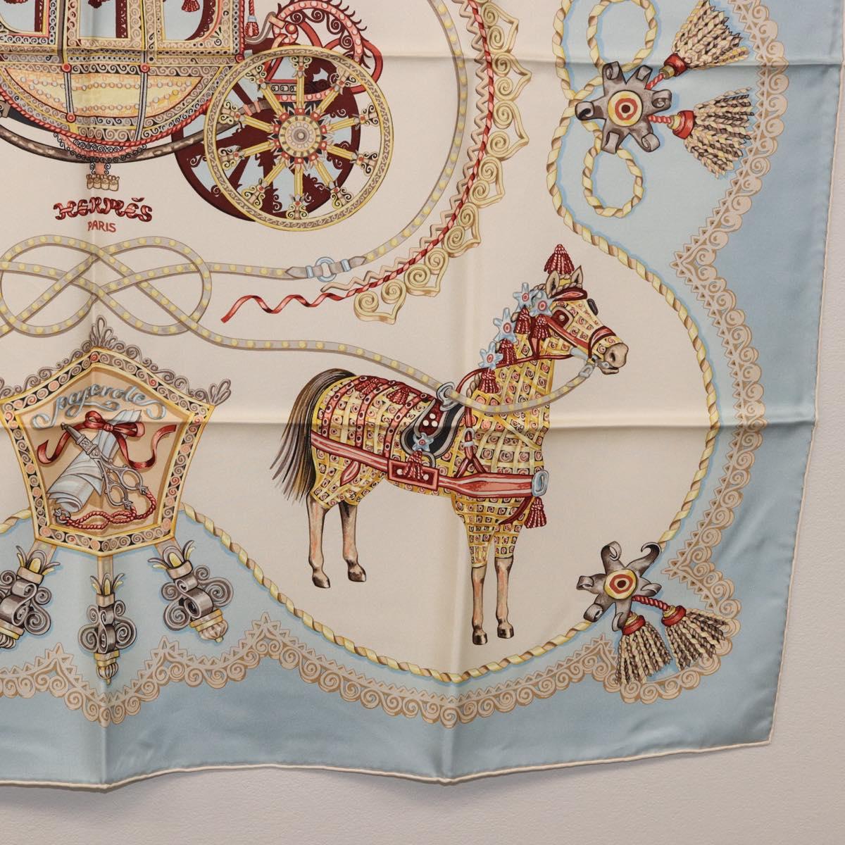 HERMES Carre 90 Scarf Silk Light Blue Auth 186988