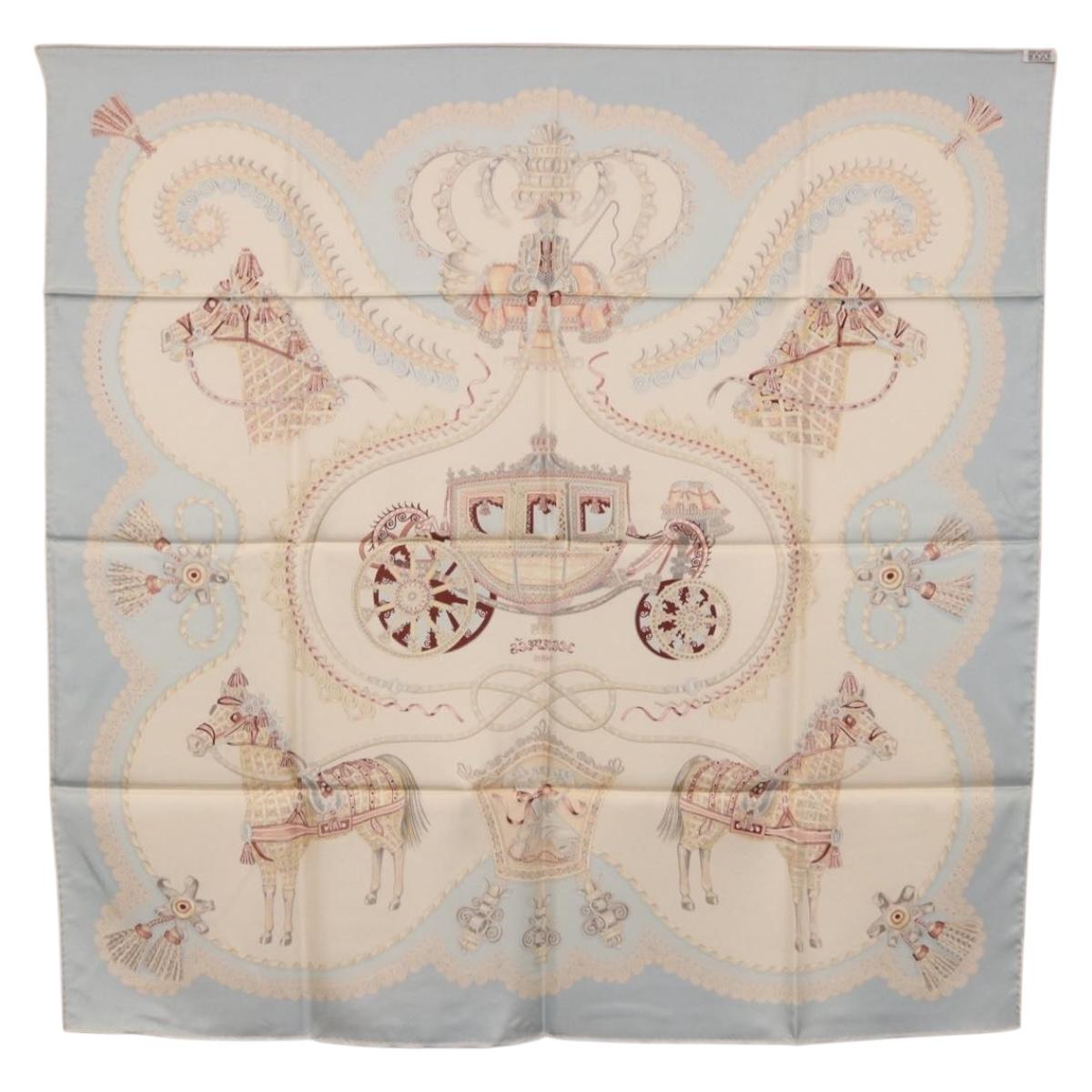 HERMES Carre 90 Scarf Silk Light Blue Auth 186988