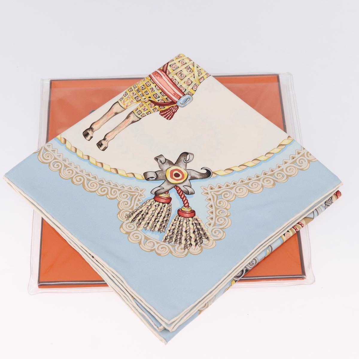 HERMES Carre 90 Scarf Silk Light Blue Auth 186988