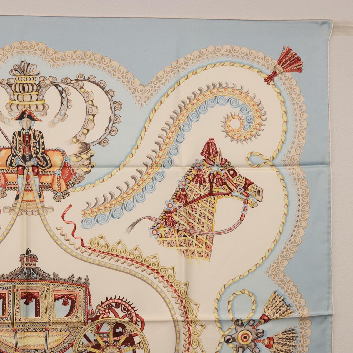 HERMES Carre 90 Scarf Silk Light Blue Auth 186988