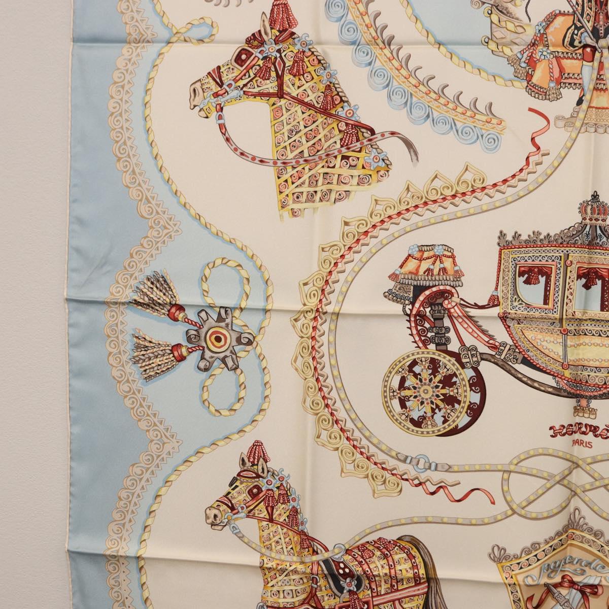 HERMES Carre 90 Scarf Silk Light Blue Auth 186988