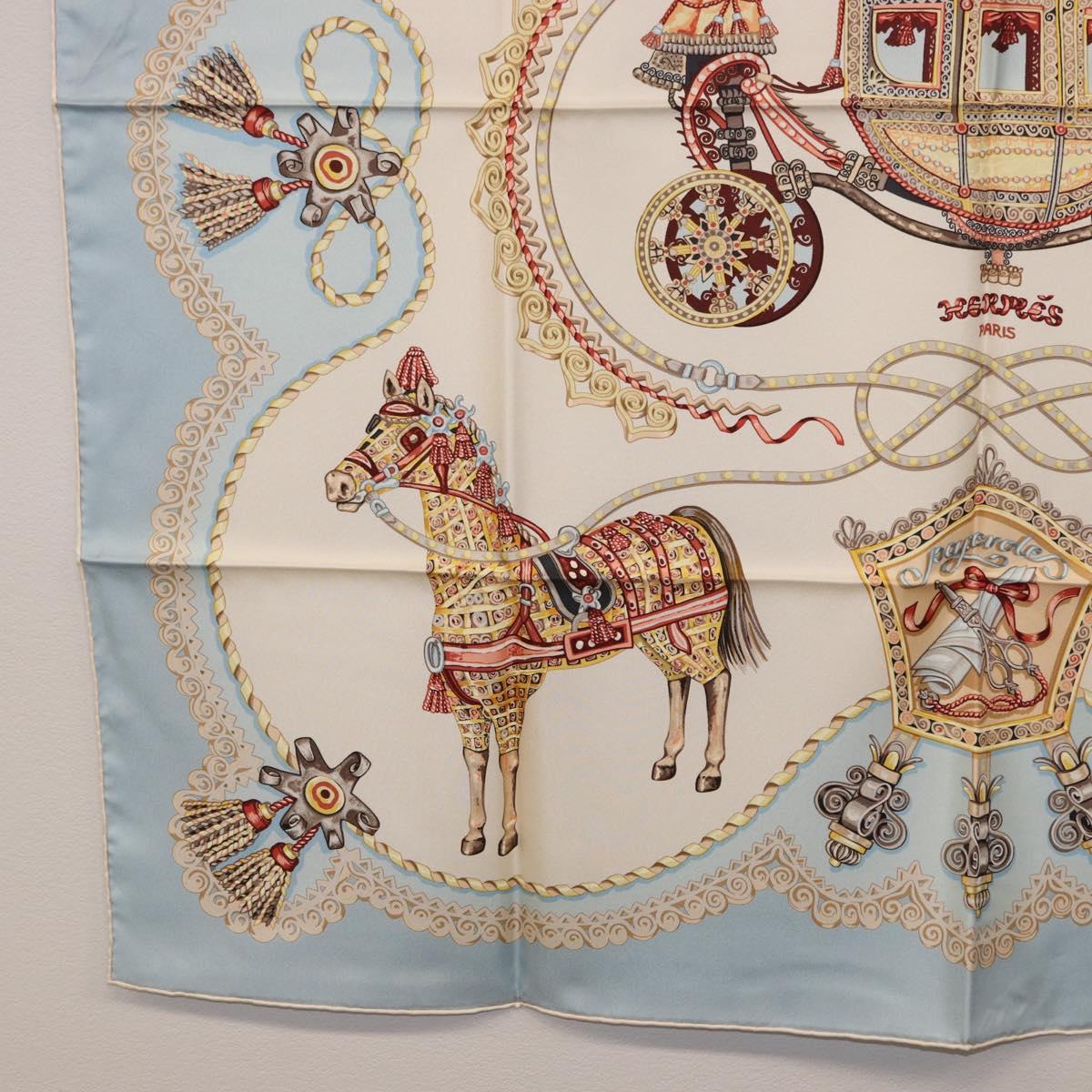 HERMES Carre 90 Scarf Silk Light Blue Auth 186988
