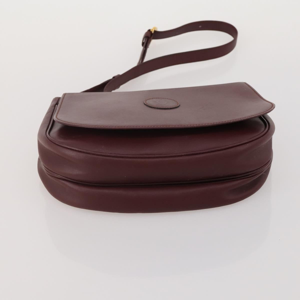 CARTIER Must Line Shoulder Bag Leather 2 Set Bordeaux Gold Auth 186999