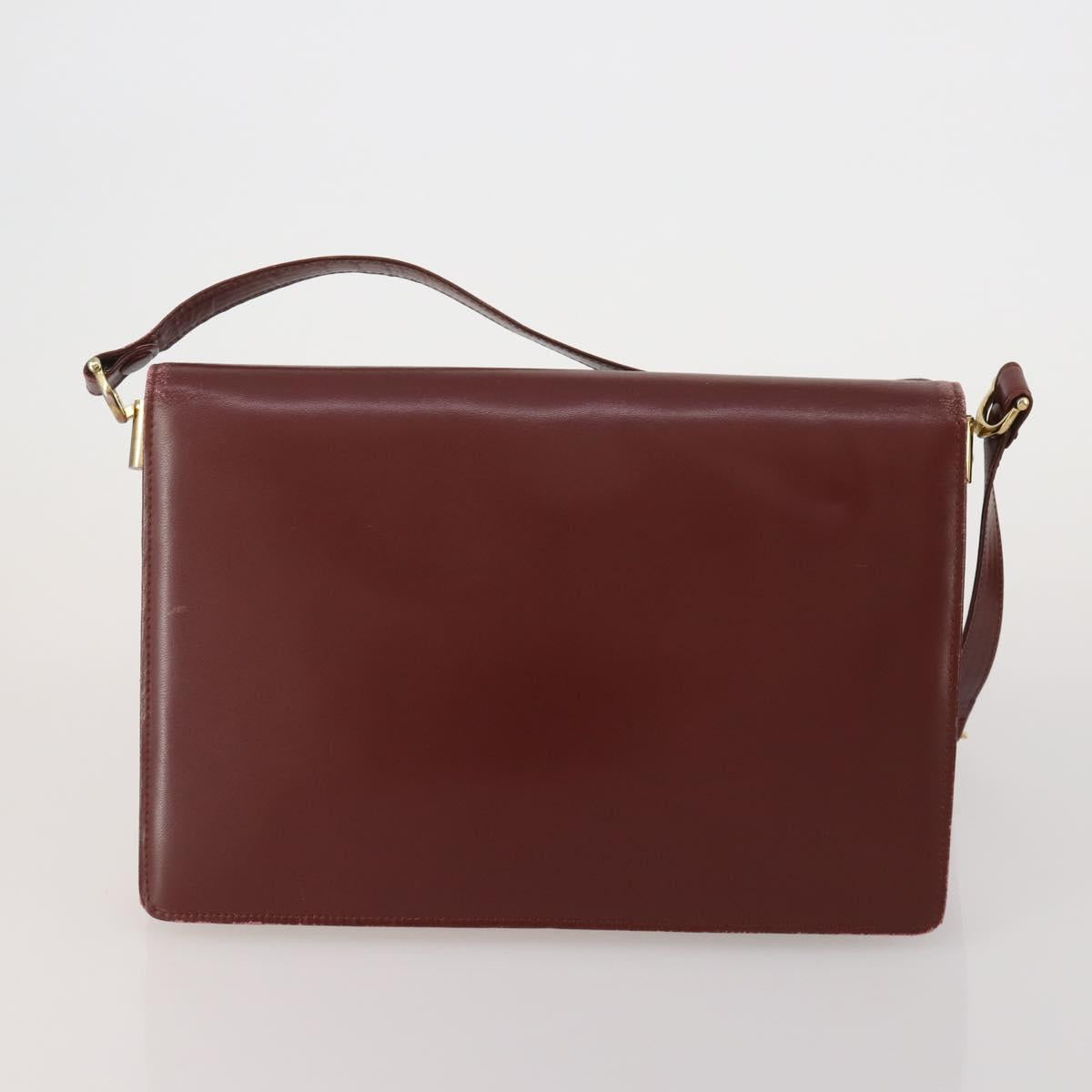 CARTIER Must Line Shoulder Bag Leather 2 Set Bordeaux Gold Auth 186999
