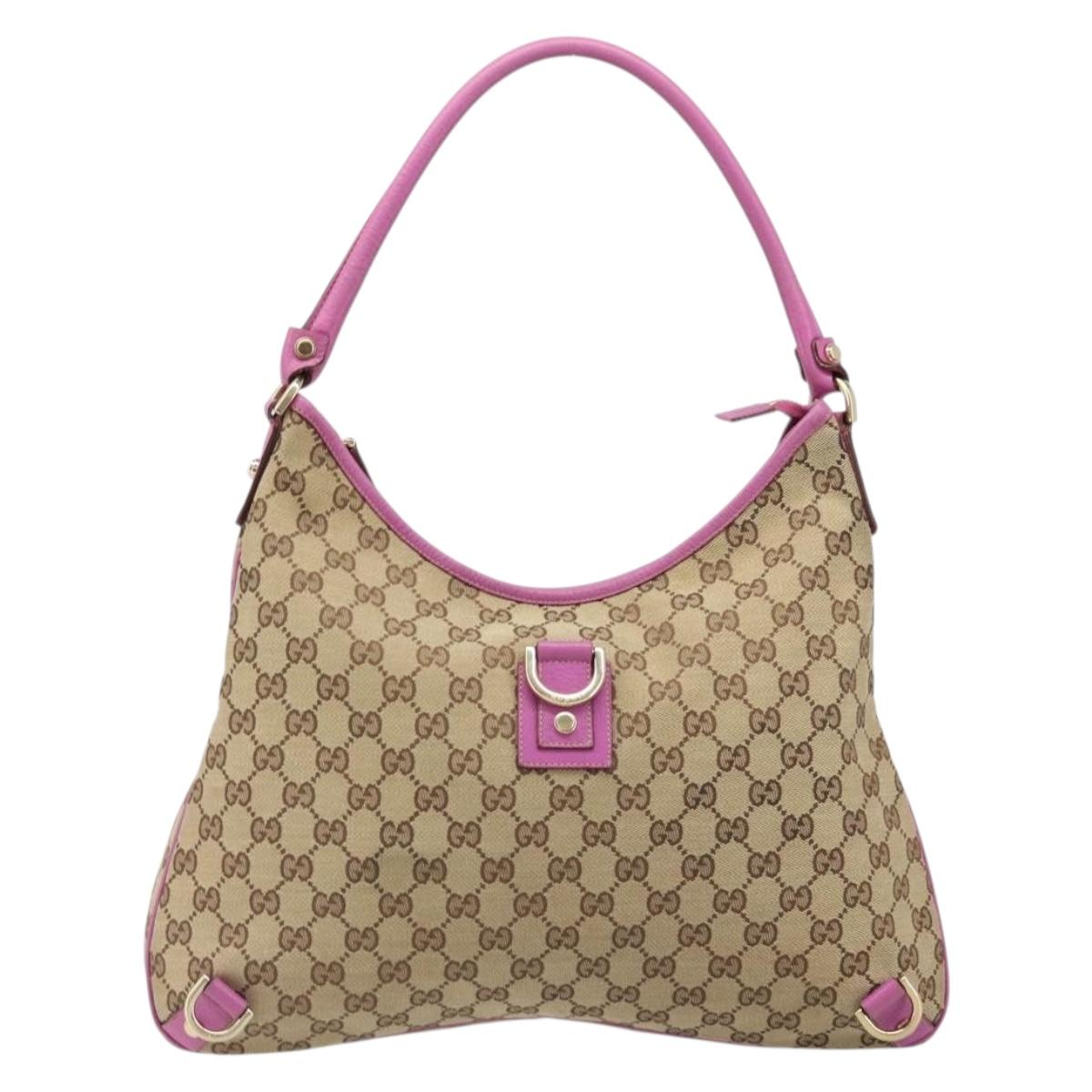 GUCCI GG Canvas Abbey Shoulder Bag Beige Gold 130737 Auth 187022SAV